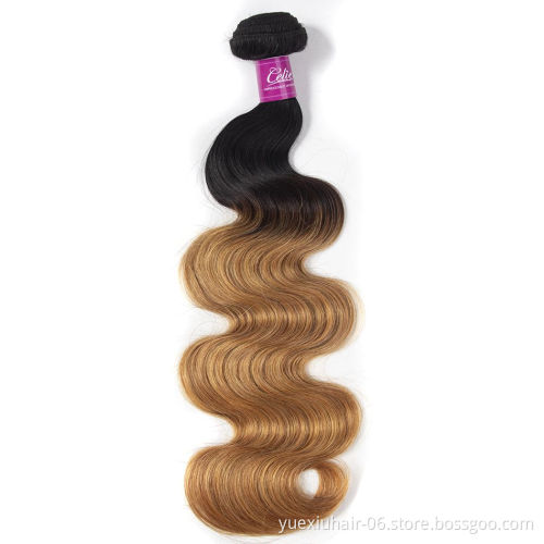 Ombre Red Brown Color 1B/30 Human Hair Bundle with 4x4 Lace Closure Brazilian Virgin Body Wave Bundle Deals Factory Price Vendor